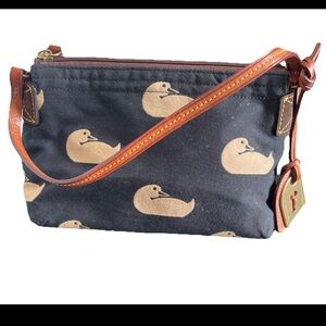 Dooney & Bourke Black and Tan Duck Print mini Shoulder Bag vintage